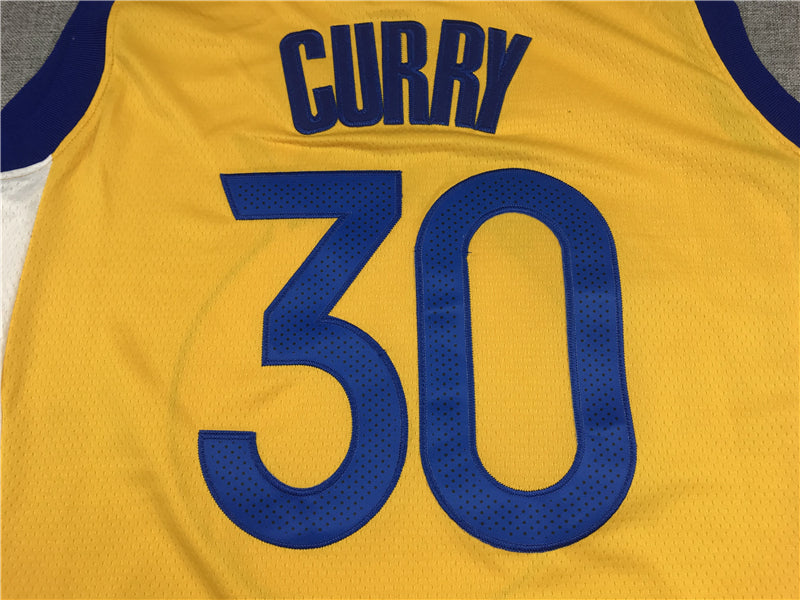 Men's Golden State Warriors Stephen Curry Yellow Fast Break Team Replica Jerseys