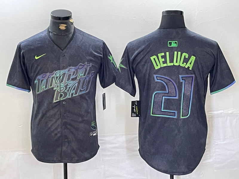 Men's Tampa Bay Rays Jonny DeLuca #21 Charcoal 2024 City Connect Limited Player Jerseys