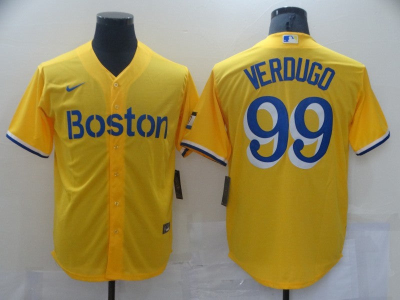 Men's Boston Red Sox Alex Verdugo #99 Yellow Replica Baseball Jerseys