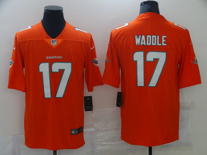 Men's Miami Dolphins Jaylen Waddle #17 Orange Game Jerseys