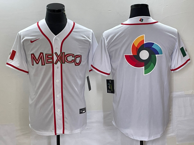 Men's 2023 World Baseball Classic Mexico White Alternate Game Jerseys
