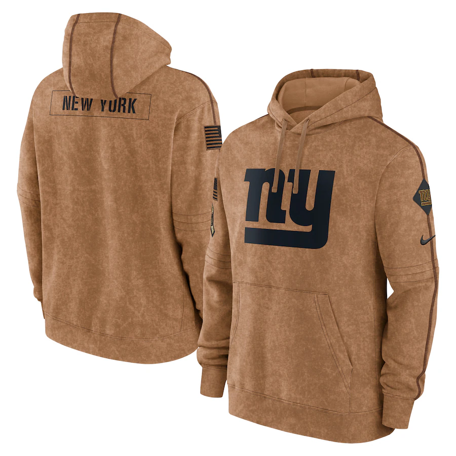 Men's New York Giants Brown 2023 Salute To Service Club Pullover Hoodie1
