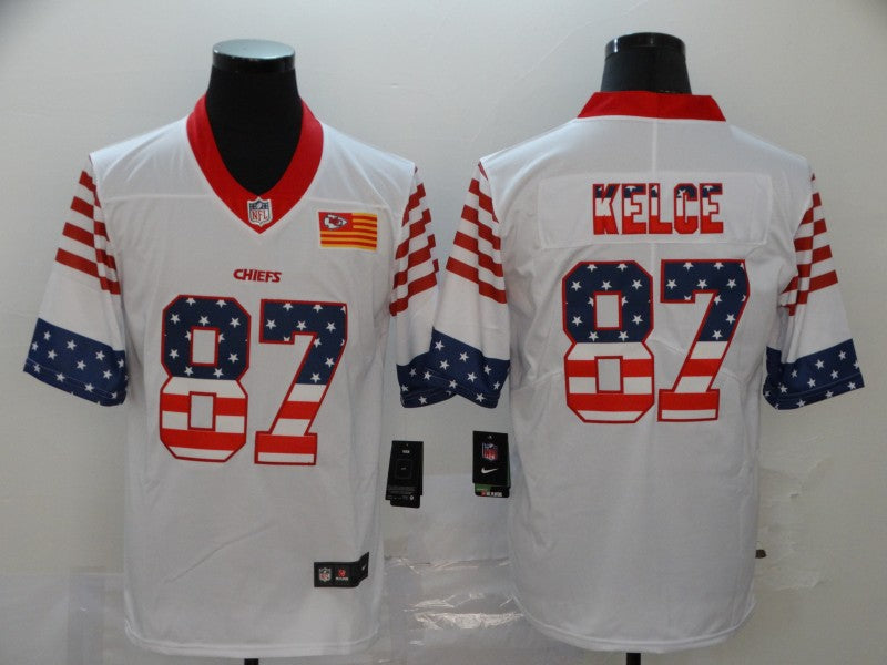 Men's Kansas City Chiefs Travis Kelce #87 White Alternate Game Jerseys