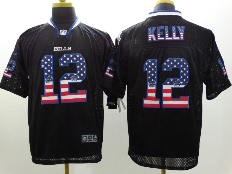 Men's Buffalo Bills Jim Kelly #12 Black Game Jerseys