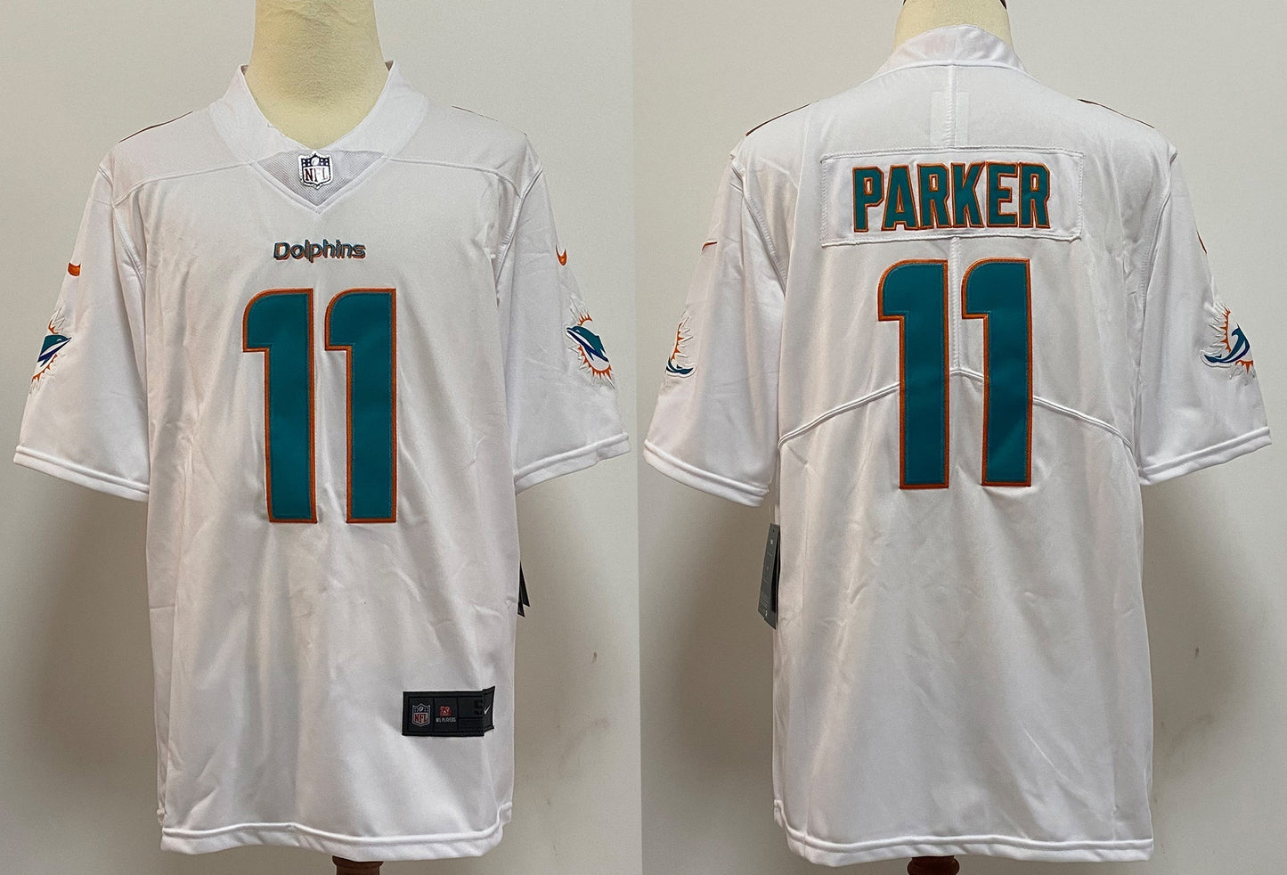 Men's Miami Dolphins DeVante Parker #11 White Aqua Game Jerseys