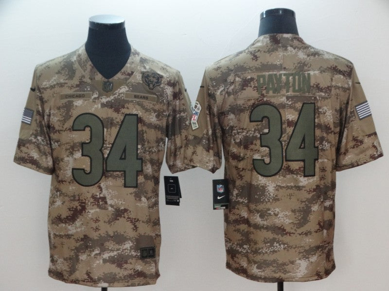 Men's Chicago Bears Walter Payton #34 Camouflage Game Jerseys