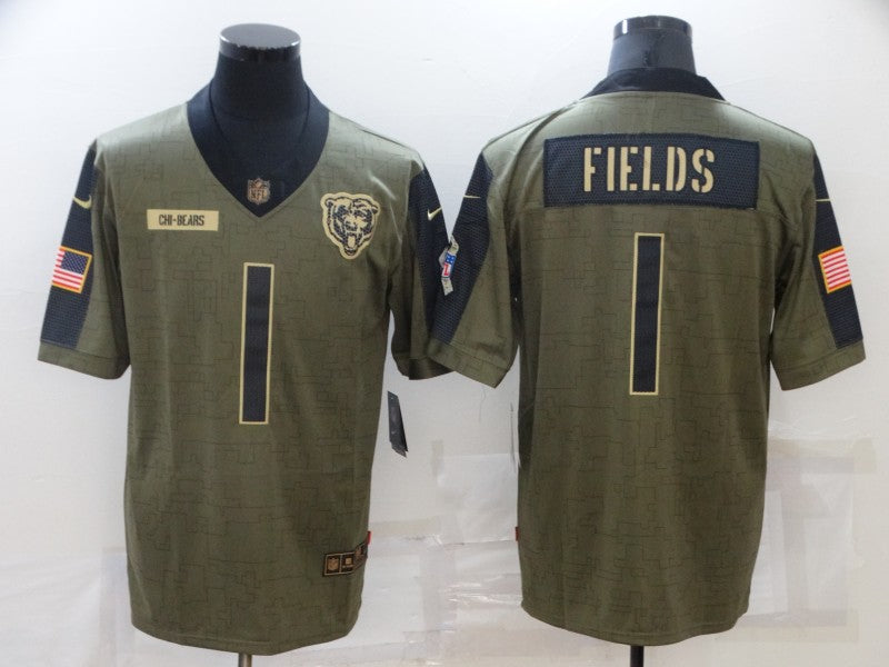 Men's Chicago Bears Justin Fields #1 Brown Game Jerseys