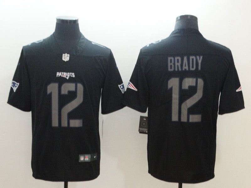 Men's New England Patriots #12 Tom Brady Black Game Jerseys
