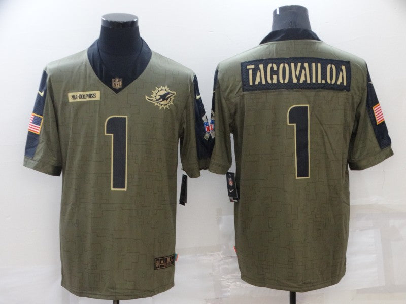 Men's Miami Dolphins Tua Tagovailoa #1 Brown Game Jerseys