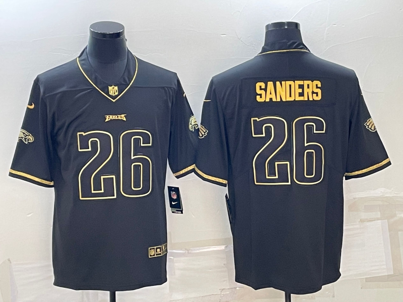Men's Philadelphia Eagles Miles Sanders #26 Black Game Player Jerseys