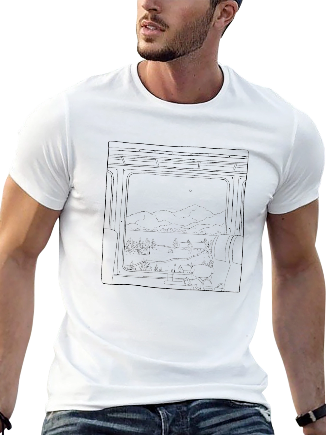 Scenic Train Window Black T-Shirt