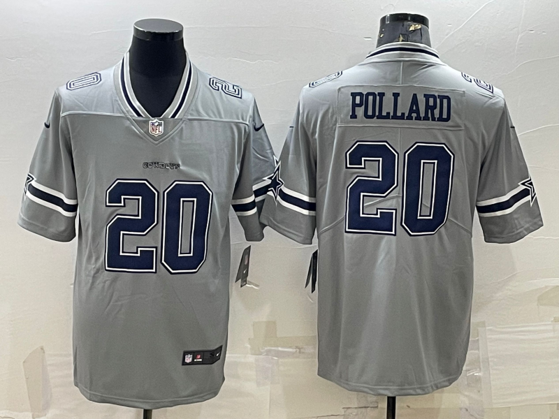 Men's Dallas Cowboys Tony Pollard #20 Gray Inverted Legend Player Jerseys