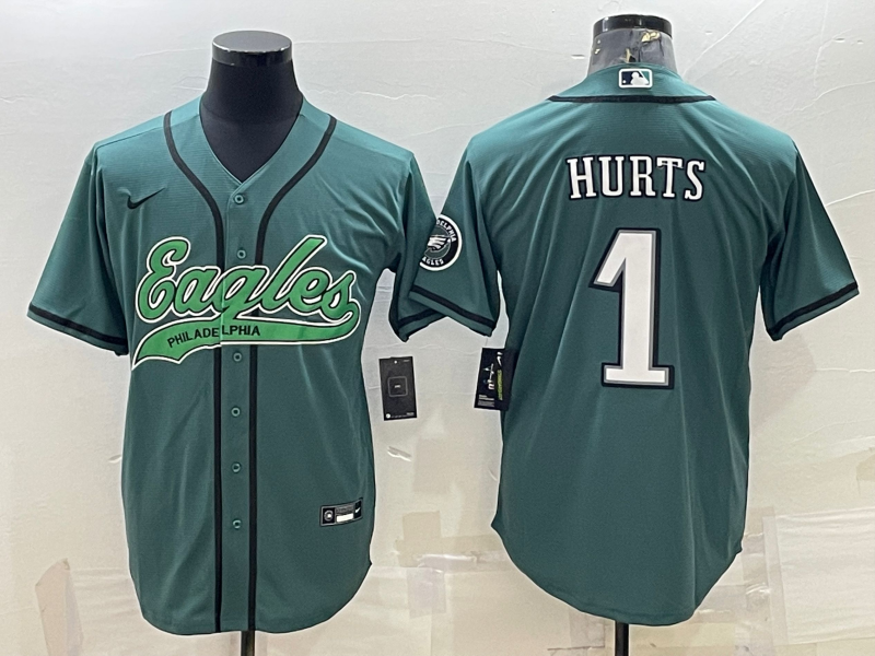 Men's Philadelphia Eagles Jalen Hurts #1 Midnight Green Game Jerseys Joint Edition
