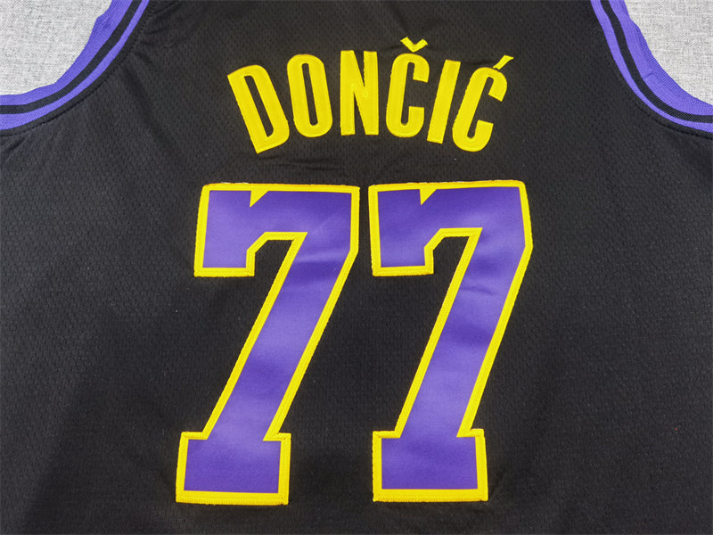 Men's Los Angeles Lakers Luka Doncic #77 Black 2023/24 Swingman Jerseys - City Edition