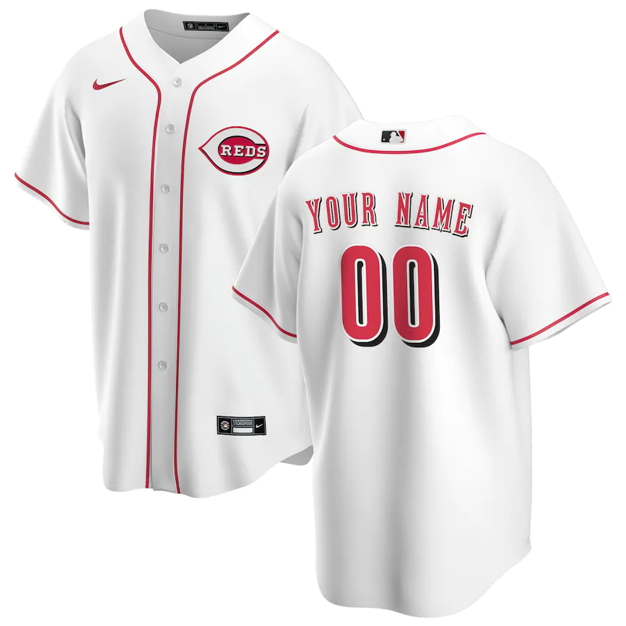 Men's Cincinnati Reds White Home Replica Custom Jerseys