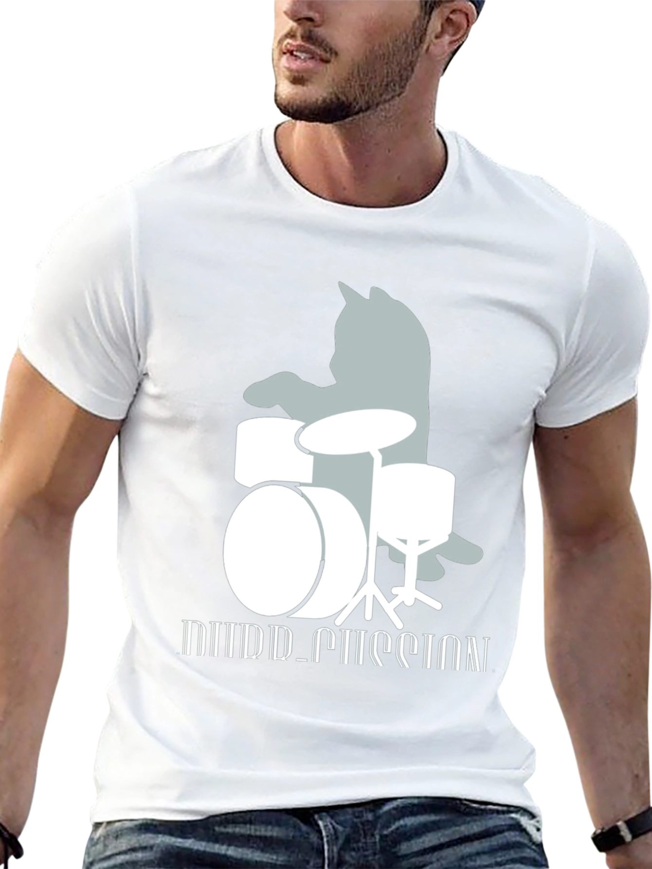 Cat Drummer T-Shirt: Playful Music Lover Tee