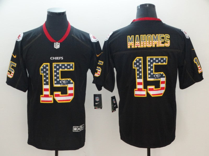 Men's Kansas City Chiefs Patrick Mahomes #15 Black Authentic Game Jerseys