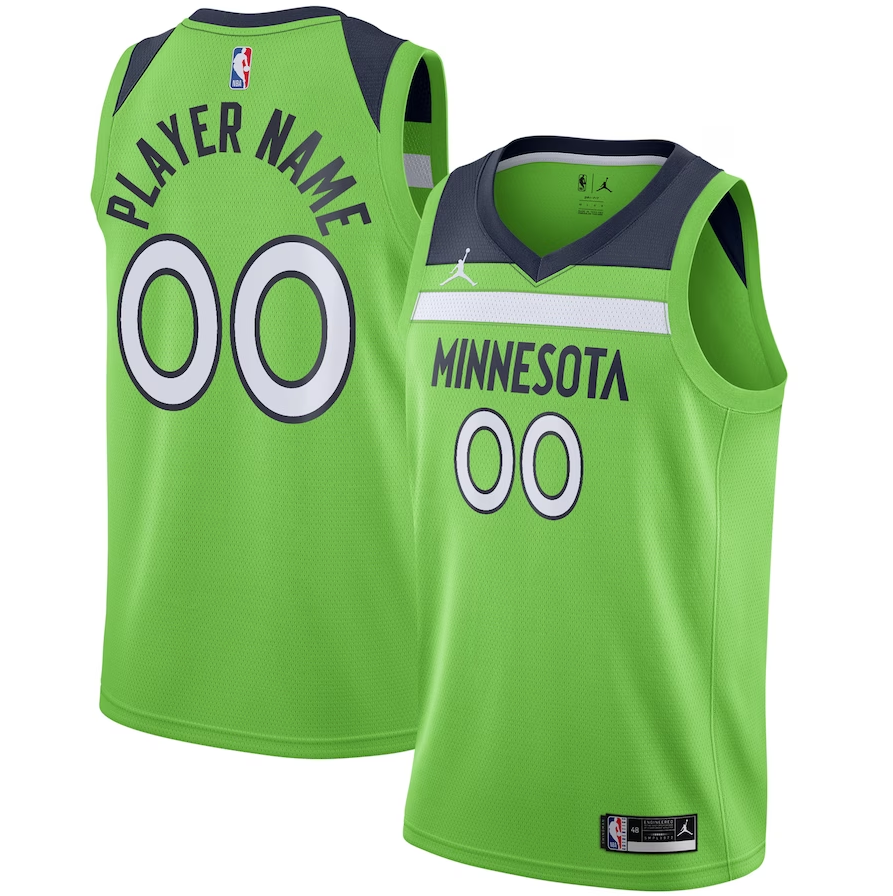 Men's Minnesota Timberwolves Green Swingman Custom Jerseys - Statement Edition