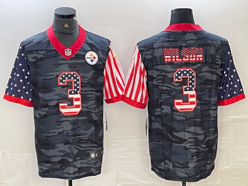 Men's Pittsburgh Steelers Russell Wilson #3 Grey Camouflage Player Jerseys