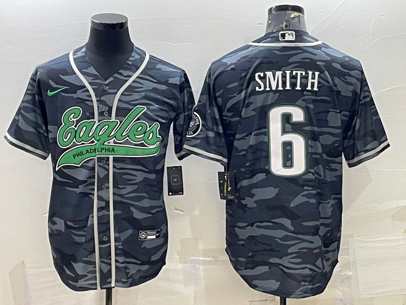 Men's Philadelphia Eagles DeVonta Smith #6 Grey Camouflage Game Jerseys Joint Edition