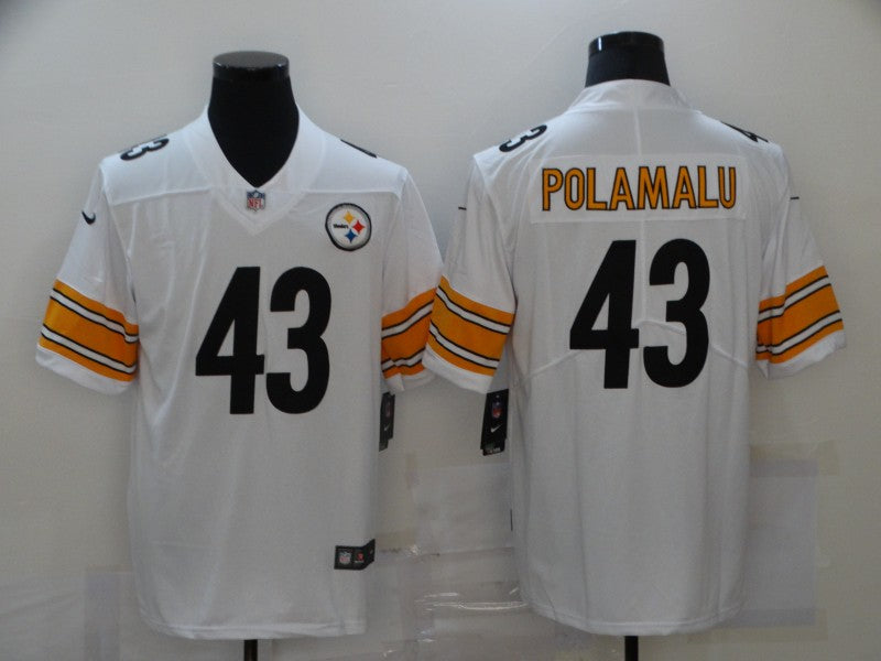 Men's Pittsburgh Steelers Troy Polamalu #43 White Game Jerseys