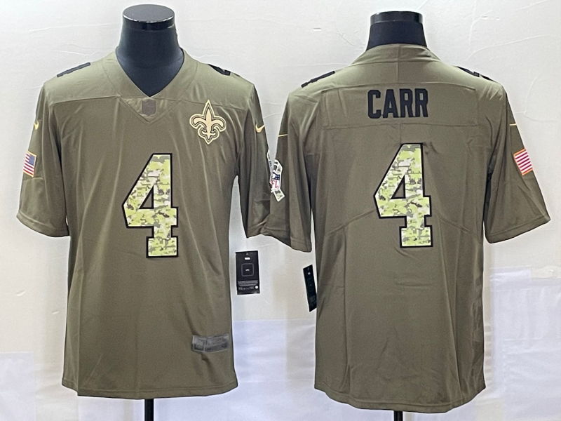 Men's New Orleans Saints Derek Carr #4 Brown Game Player Jerseys