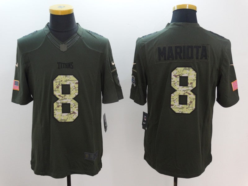 Men's Tennessee Titans Marcus Mariota #8 Army Green Game Jerseys