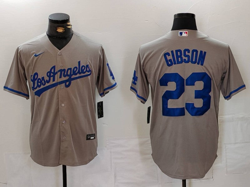Men's Los Angeles Dodgers Kirk Gibson #23 Gray Game Jerseys