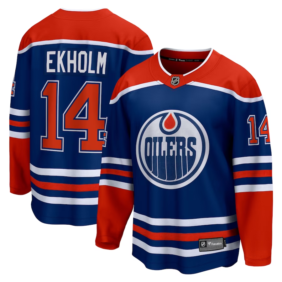 Men's Edmonton Oilers Mattias Ekholm #14 Royal Home Breakaway Jerseys