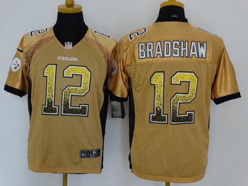 Men's Pittsburgh Steelers Terry Bradshaw #12 Gold Player Game Jerseys