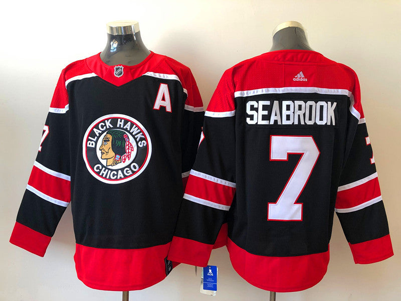 Men's Chicago Blackhawks Brent Seabrook #7 Black Breakaway Player Jerseys