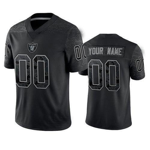 Custom2 Las Vegas Raiders Active Player Black Reflective Limited Stitched Football Jersey2 American Jersey2s