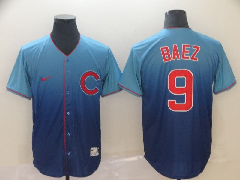 Men's Chicago Cubs Javier Baez #9 Blue Player Jerseys