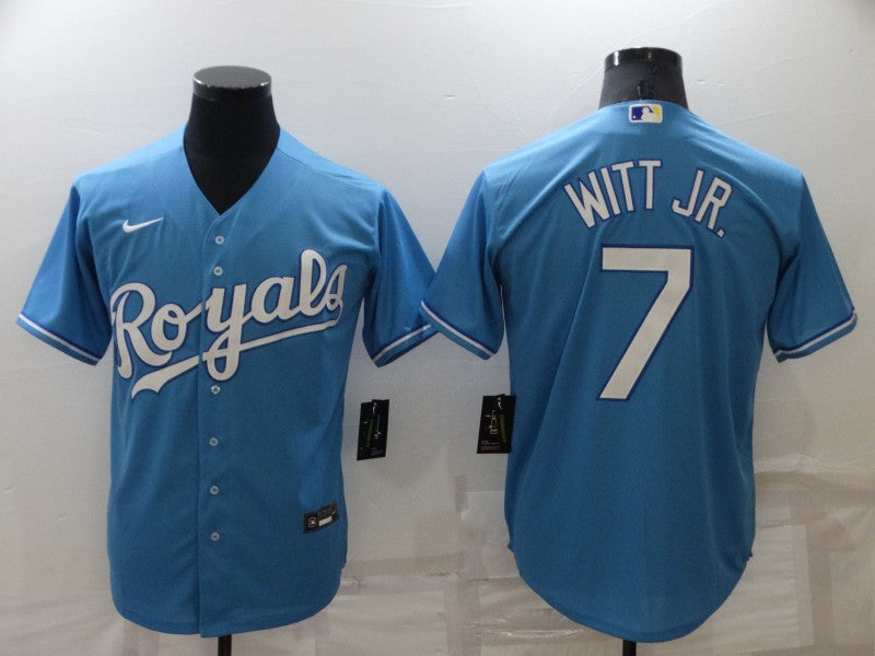 Men's Kansas City Royals Bobby Witt Jr. #7 Blue Replica Baseball Jerseys