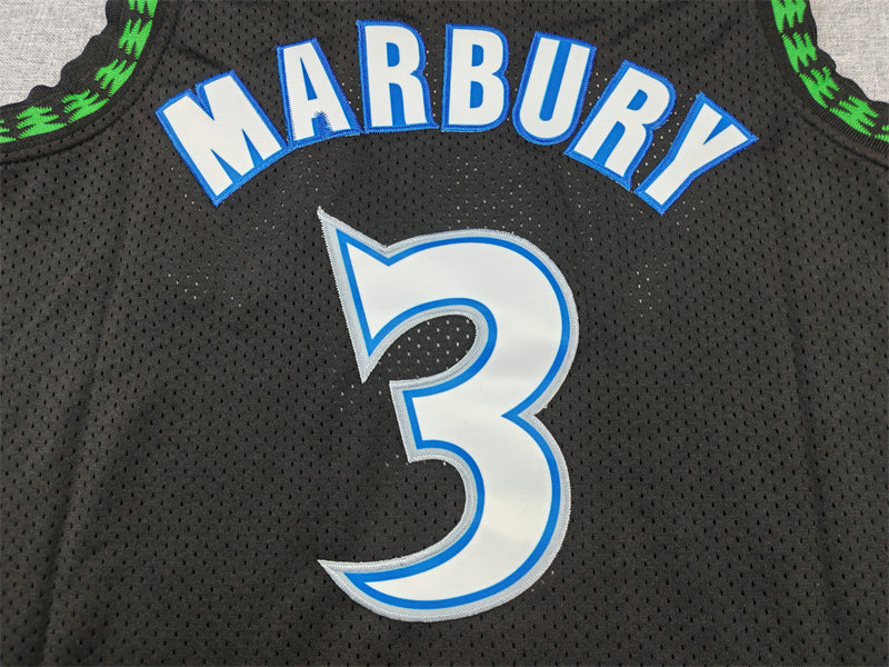 Men's Minnesota Timberwolves Stephon Marbury #3 Black 1997/98 Hardwood Classics Swingman Jerseys