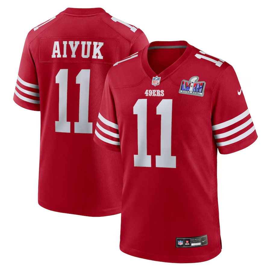 Men's San Francisco 49ers Brandon Aiyuk #11 Scarlet Super Bowl LVIII Game Jerseys