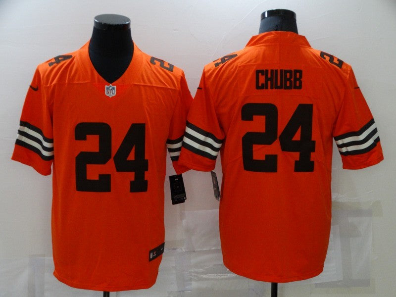 Men's Cleveland Browns Nick Chubb #24 Orange Game Player Jerseys