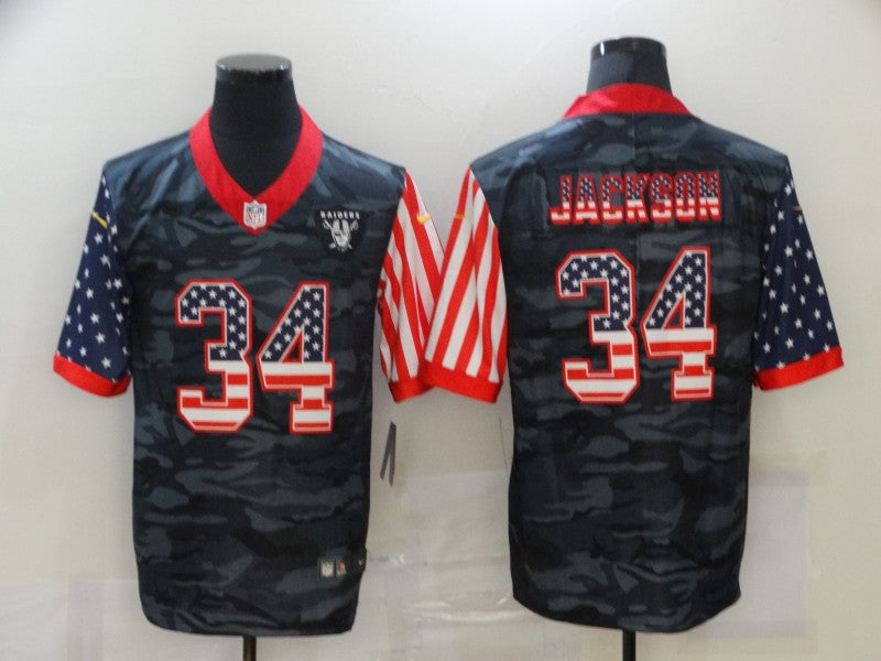 Men's Las Vegas Raiders Bo Jackson #34 Gray Camouflage Game Player Jerseys