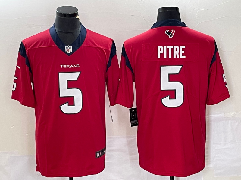 Men's Houston Texans Jalen Pitre #5 Red Game Player Jerseys