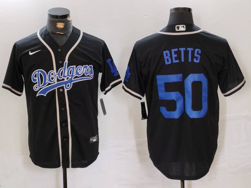 Men's Los Angeles Dodgers Mookie Betts #50 Black Replica Player Jerseys