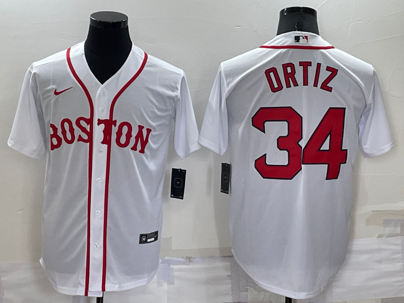 Men's Boston Red Sox David Ortiz #34 White Replica Player Jerseys