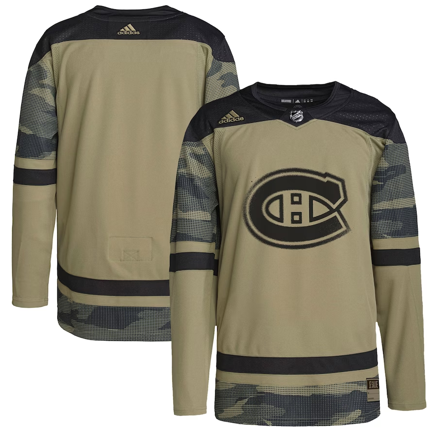 Men's Montreal Canadiens Camo Logo Military Appreciation Team Authentic Practice Blank Jerseys