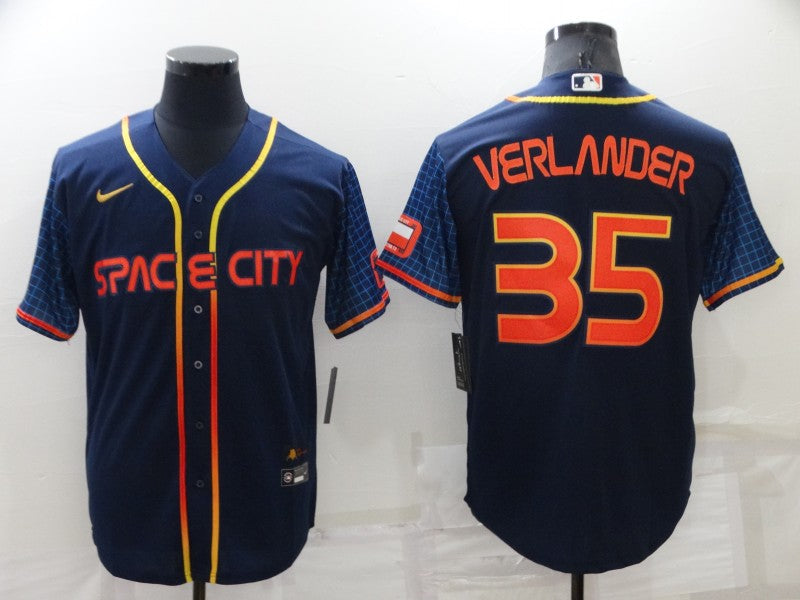 Men's Houston Astros Justin Verlander #35 Navy Space City Jerseys
