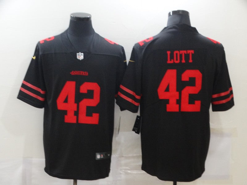 Men's San Francisco 49ers Ronnie Lott #42 Black Game Jerseys