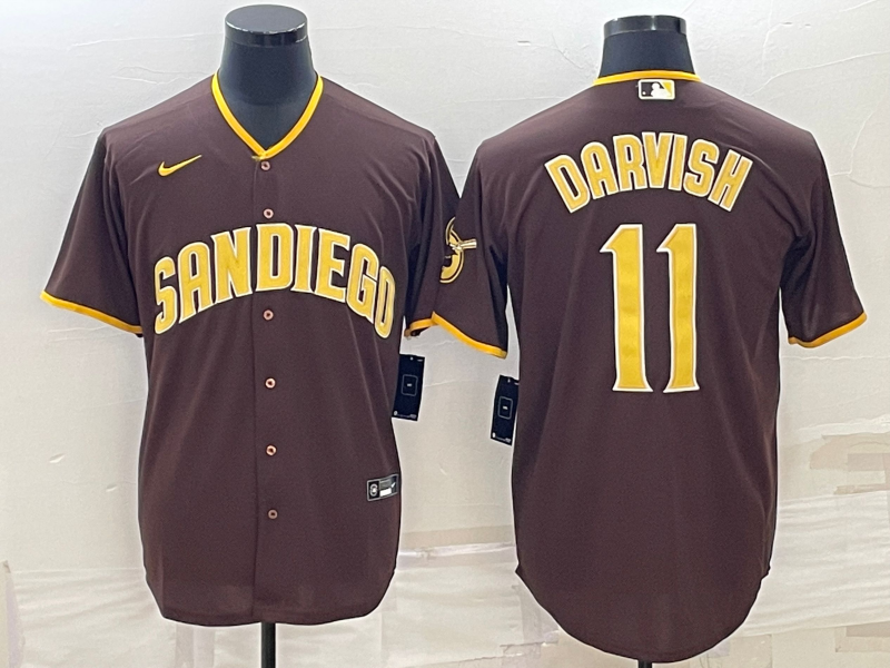 Men's San Diego Padres Yu Darvish #11 Brown Replica Player Jerseys