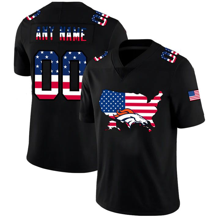 Custom1 Denver Broncos Football Black Limited Fashion Flag Stitched Jerseys American Football Jerseys