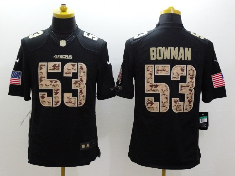 Men's San Francisco 49ers Navoro Bowman #53 Black Player Game Jerseys