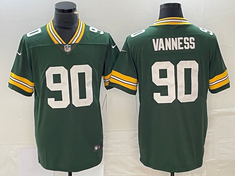 Men's Green Bay Packers Lukas Van Ness #90 Green 2023 NFL Draft First Round Pick Game Jerseys