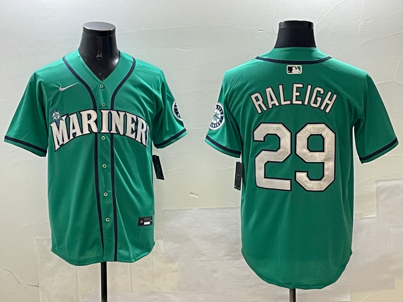 Men's Seattle Mariners Cal Raleigh #29 Aqua Official Replica Player Jerseys
