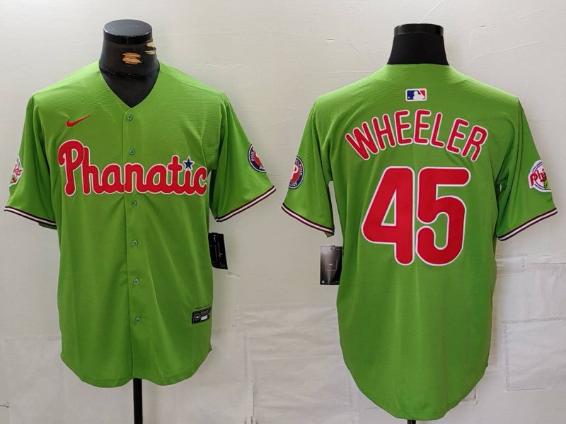 Men's Philadelphia Phillies Zack Wheeler #45 Green Limited Player Jerseys